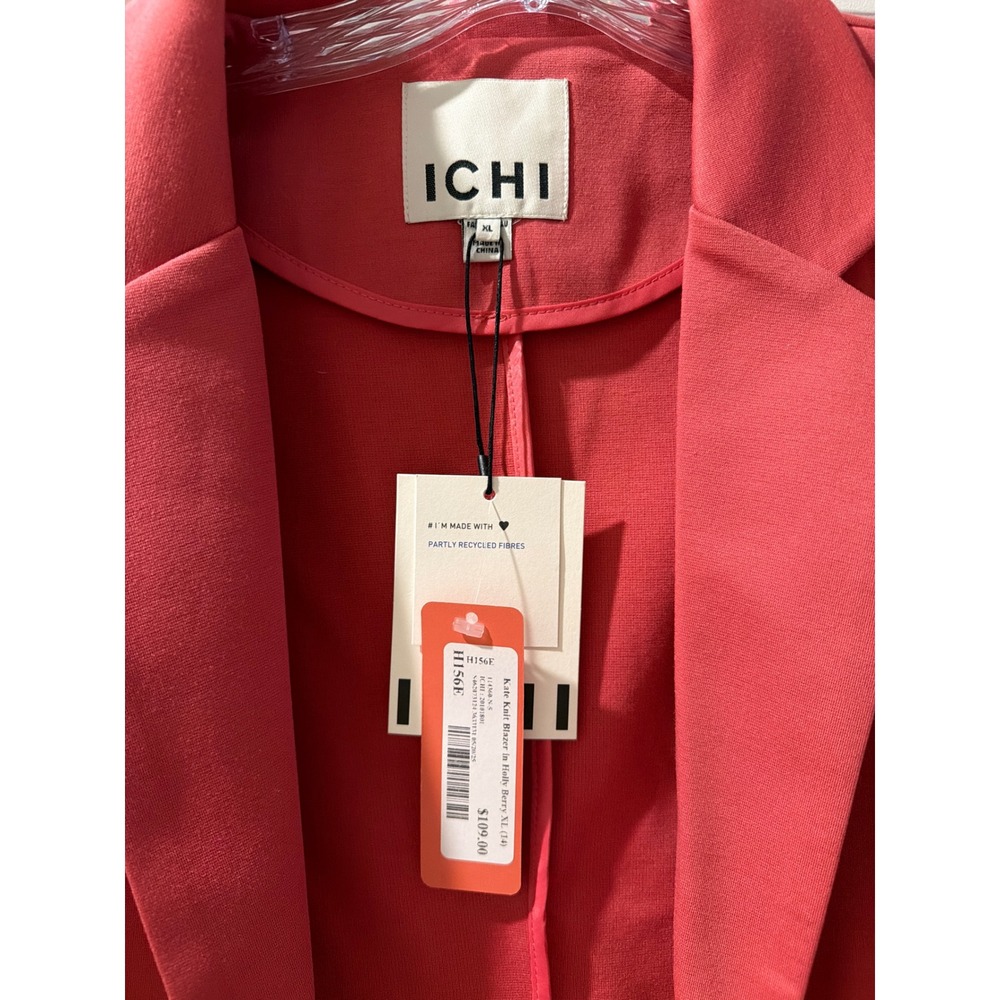 ICHI Kate Knit Blazer Holly Berry Pink Coral Recycled Fiber 20101801 XL NWT - Picture 2 of 6